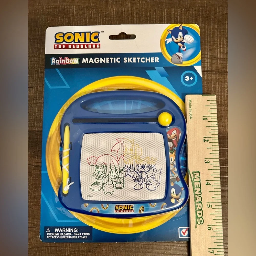 Sonic the Hedgehog Rainbow Magnetic Sketcher Travel Toy Draw Write w/ Stylus NIB